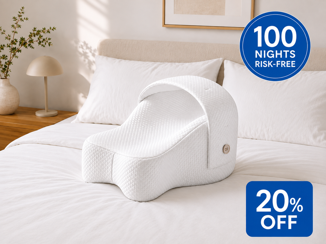 Aline pillow with the 100-night guarantee badge