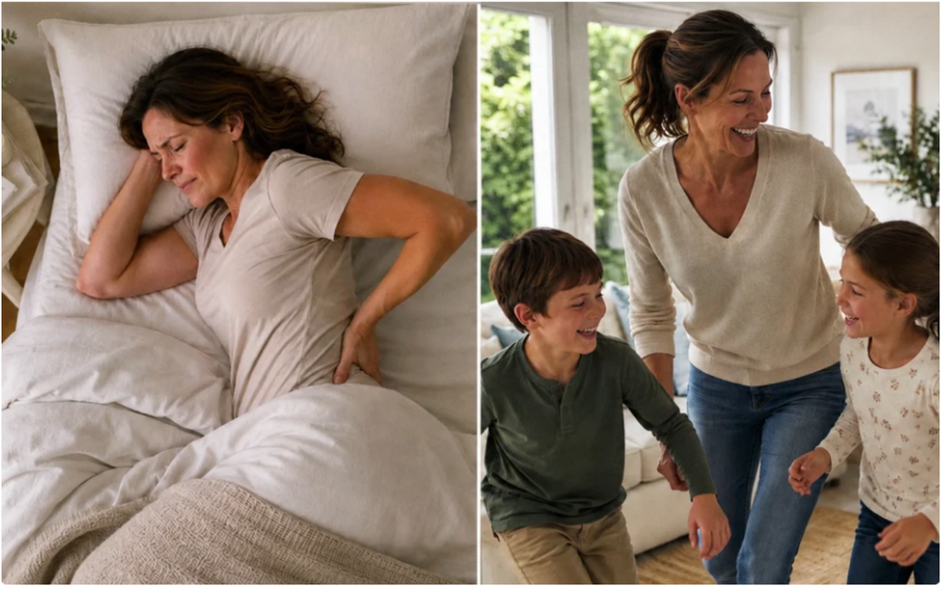 Woman over 40 sleeping comfortably on her side with the Aline pillow