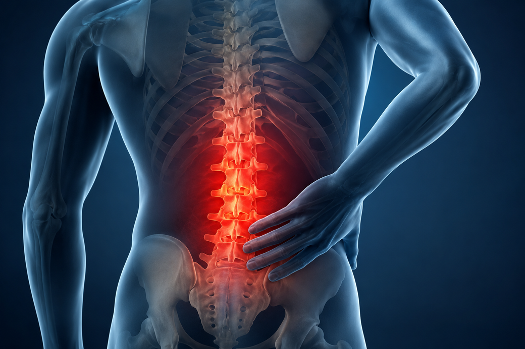 Medical illustration of lower-back inflammation