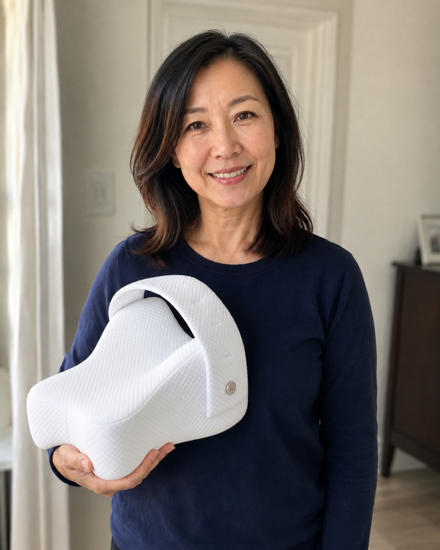Verified customer with the Aline pillow
